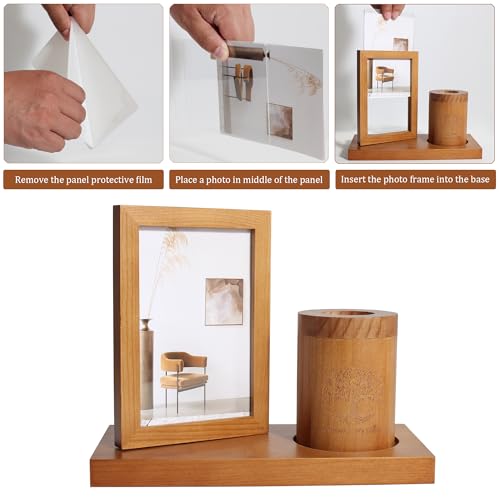 Photo Frame Small Urn for Human Ashes Memorial with Tree of Life Wooden Candle-holder urns Picture Frame Mini Cremation Urn for Loss of Loved One 4’’-6’’ Photo little Keepsake vertical photo urn