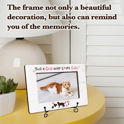 Cat Photo Frame For Girls, Funny Gifts For Birthday Christmas Thanksgiving, Just A Girl Who Loves Cats Picture Frame Gifts For Cat Lovers, Cat Themed Gifts For Girls Friend Cat Mom Cat Owner -29 - size: Just A Girl Who Loves Cats