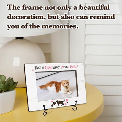 Cat Photo Frame For Girls, Funny Gifts For Birthday Christmas Thanksgiving, Just A Girl Who Loves Cats Picture Frame Gifts For Cat Lovers, Cat Themed Gifts For Girls Friend Cat Mom Cat Owner -29 - size: Just A Girl Who Loves Cats