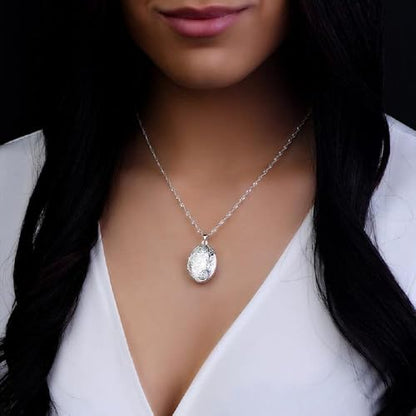 PicturesOnGold.com Oval Picture Locket in Silver - 3/4 x 1 inch - Includes 18 inch Chain - style: Locket + Engraving