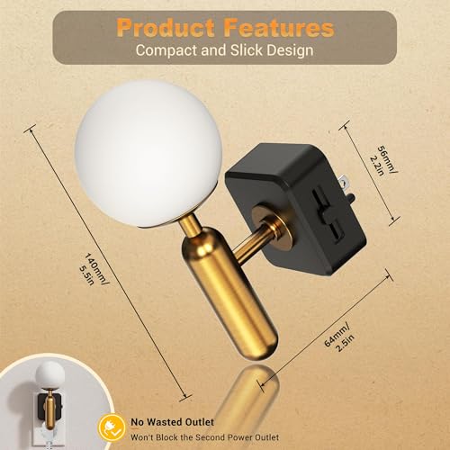 JandCase Night Light Plug in, Night Lights Plug into Wall - color: Gold, size: 1 Pack