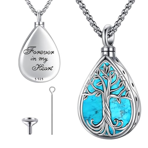 Eusense Tree of Life Necklace for Women Men Sterling Silver 925 Tree Urn Locket Cremation Jewelry Family Tree Pendant Gifts for Her Him Mom Dad Grandma Daughter - style: K-C-Tree of Life Necklace