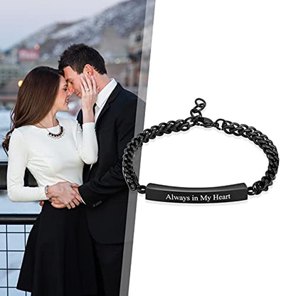 Urn Bracelet for Ashes Cremation Jewelry Braided Rope Adjustable Bangle Stainless Steel Memorial Bracelets Ash Holder Keepsake Jewelry-Always in My Heart - color: B-Black