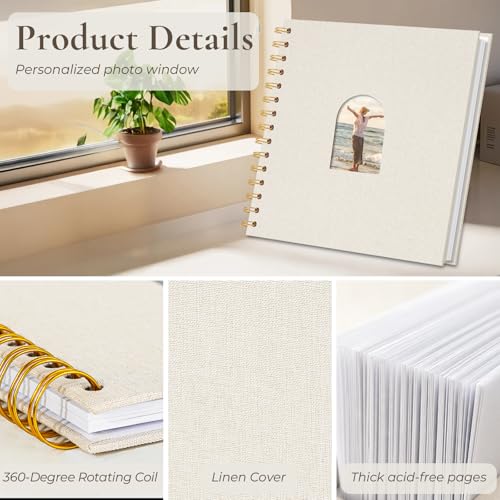 Vienrose Scrapbook Album,40 Pages,10x10 Inch,Beige | Linen Arch Window,Personalized DIY Photo Album – Wedding,Baby Shower,Anniversary,Travel,Keepsake Gift - color: Beige, size: 10 INCH 40 Pages