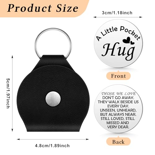 Pocket Hug Token Coin Holder Keychain Sympathy Memorial Gifts for Loss of Mom Dad Grief Bereavement Remembrance Gift for Loss of Mom Dad Dog Grandma Sister Brothers Condolence Funeral Sentimental Gift
