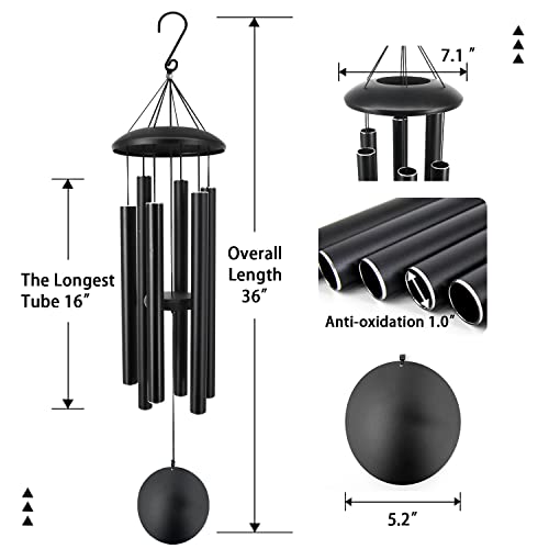 ASTARIN 36in Memorial Wind Chimes Black - size: 36" Black