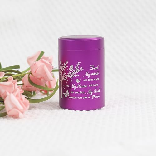 3 Inch Small Urn for Human Ashes Aluminum Mini Cremation Small Keepsake Urn for Sharing Ashes Mini Urn-Dad Purple - size: Purple-Dad