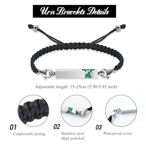 Harbeingt Adjustable Urn Bracelet for Ashes for Women Cremation Jewelry - color: Silver Green
