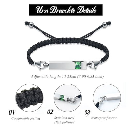 Harbeingt Adjustable Urn Bracelet for Ashes for Women Cremation Jewelry - color: Silver Green