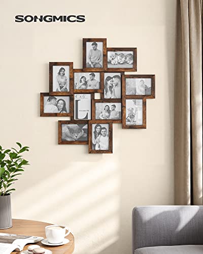 SONGMICS 12-Pack 4 x 6 Collage Picture Frames with Glass Front - color: Rustic Brown, size: 12 Pack