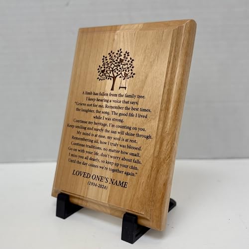 Personalized “A Limb Has Fallen” Sympathy Gift Memorial Plaque – Remembrance Gift for Loss of Loved One – Customizable Bereavement Gift – In Loving Memory Keepsake (Alder, 7x9 inch) - size: 7x9 inch