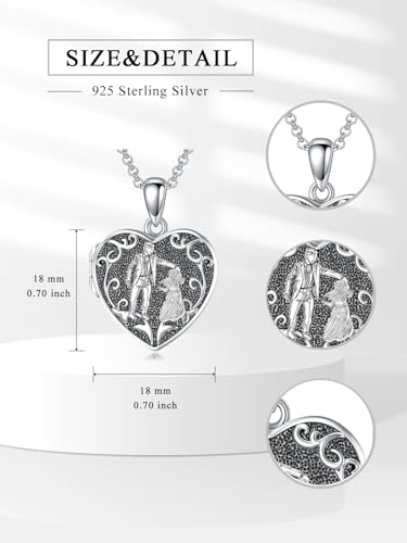 Personalized Heart Locket Necklace That Holds Pictures 925 Sterling Silver Custom Photo Lockets Necklaces Jewelry Gifts for Family Women Lover - color: Father and daughter, style: Locket Only
