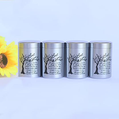 2.7 inch Small Urns for Ashes - Set of 4, Aluminium Mini Urns, Cremation Urns for Human Ashes, Ashes Holder, Small Keepsake urns-A Limb has Fallen from The Family Tree, Silver - size: Tree-Silver