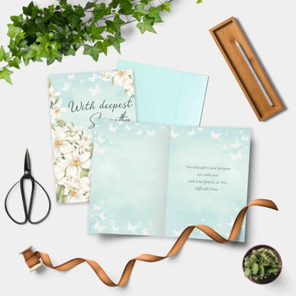 Sympathy Card with Printed Message Inside, Condolence Card for Loss of Loved One, Heartfelt Thinking of You Cards, Bereavement Gift for Family Friend Coworker - color: Deepest Sympathy