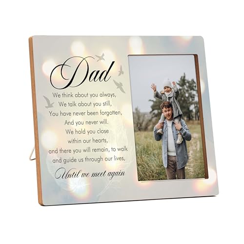 Father Memorial Picture Frame Gift, Memorial Gifts for Loss of Dad, Wooden Loss of Father Sympathy Gift, Condolences Bereavement Gifts for Loss of Dad, In Loving Memory of Dad Picture Frames -B04