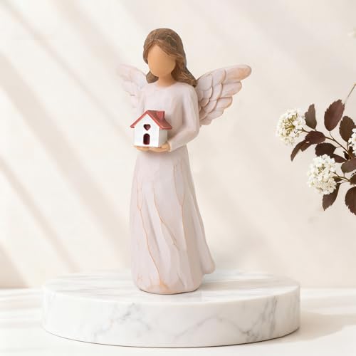Housewarming Gifts New Home, Angel with House Figurines Hand-Painted | House warming Gifts Ideas for Women, Men, Couple, First Time Home Buyers, Homeowners - style: Housewarming Gifts