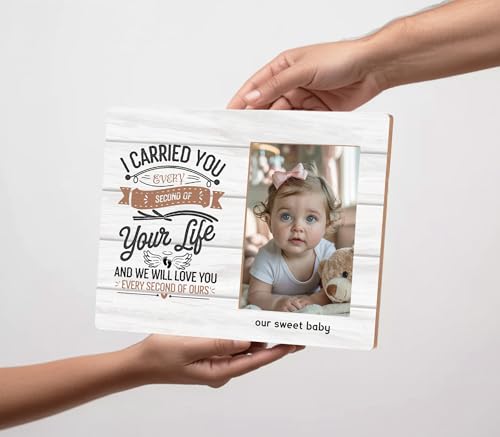 Memorial Picture Frame,In Memory Of Infant Pregnancy Loss Gifts,I Carried You Every Second Of Your Life,Fits 4x6 Wooden Photo Frames - color: Purple