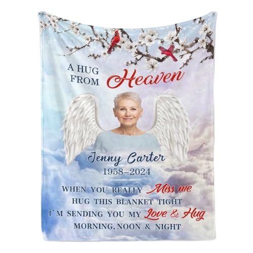 Personalized Memorial Photo Blanket for Loss of Loved one：Made in USA, in Loving Memory Photo Blanket Custom Sympathy Throw Blanket Gift for Loss of Dad Mom Husband Wife - color: Memorial Blanket 06