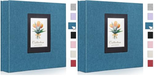 Photo Album 4x6 600 Photos Linen Large Capacity Fabric Cover Books Albums Wedding School Family Anniversary Baby Memory Engagement Travel Albums(Blue, 600 Pockets) (Pack of 2) - color: Blue, size: 600 Pockets (Pack of 2)