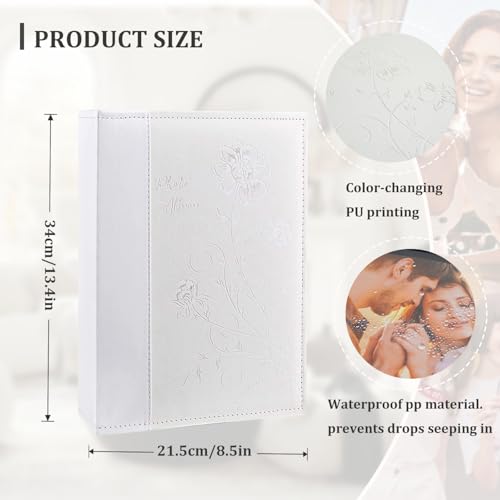 Artmag Photo Album 4x6 300 Photos, Extra Large Capacity Leather Cover Wedding Family Photo Albums Holds 300 Horizontal 4x6 Photos(White) - color: White, size: 300 Pockets