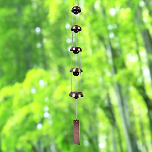 Copper Wind Chime – 5 Temple Bells, Musically Tuned Feng Shui Chime for Home/Outdoor
