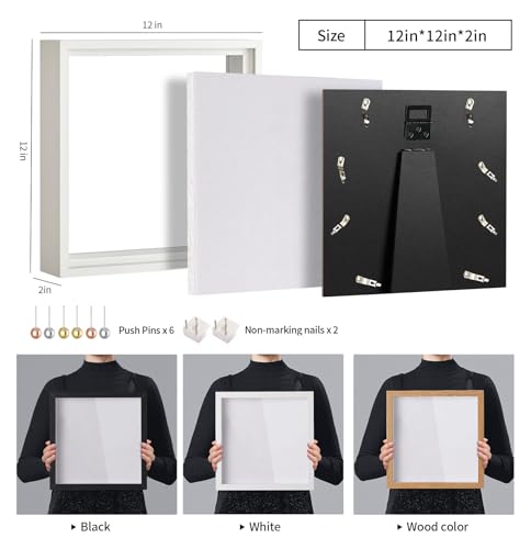 Travel Adventure Archive Shadow Box Frame with Slot, 12x12in White - color: White, size: 12x12in