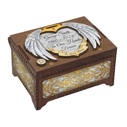 Custom Memorial Angel Wings MP3 Music Box, Your Photo & Text, Plays Any Song Sympathy Gift (Box Top Text) - style: Box Top Text