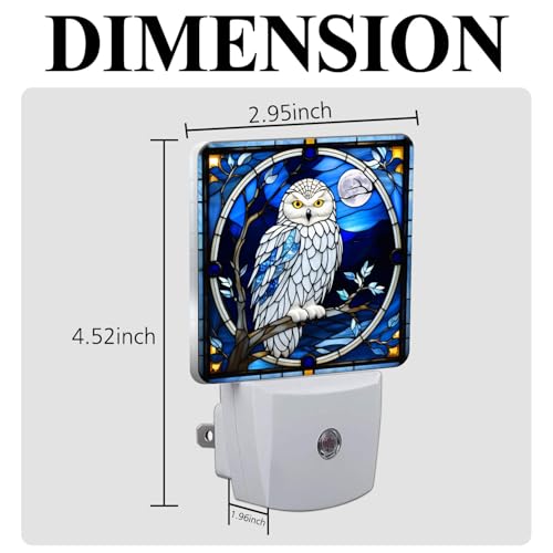 Owl Stained Glass Night Lights Plug into Wall for Room, Owl Night Light LED for Bedroom - color: Owl
