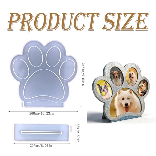 Dog Paw Shape Photo Frame Mold - Silicone Picture Frame Mold for Epoxy Resin Casting, Home Table Decoration