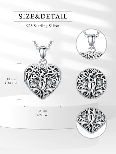 Personalized Heart Locket Necklace That Holds Pictures 925 Sterling Silver Custom Photo Lockets Necklaces Jewelry Gifts for Family Women Lover - color: Couple tree, style: Locket Only