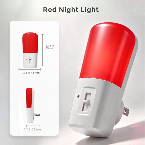 LOHAS-LED Red Light Night Light Plug in, Dimmable LED Night Lights 2 Pack | Dusk to Dawn Sensor, Sleep Aid Red, 0-80LM Adjustable Brightness Red Nightlight for Nursery Kids Room Hallway Kitchen Gift - color: Red