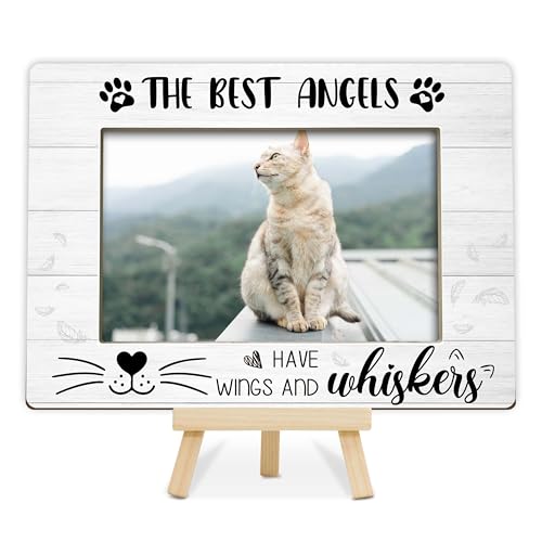 Memorial Gifts for Loss of Cat, Pet Memorial Gifts Wooden Photo Frame with Easel, 4x6 Cat Loss Sympathy Frame for Tabletop Display Photo Insert - G01 - style: Loss of Cat