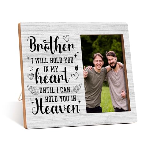 Memorial Brother Photo Frame - Bereavement Gifts For Loss Of Brother - Brother I Will Hold You In My Heart Sympathy Condolence Gift Picture Frame - In Loving Memory Photo Frame Gifts -B18 - color: Memorial Brother Decorate
