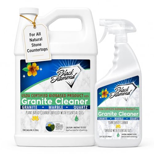 Black Diamond Stoneworks Granite Counter Cleaner: USDA Certified BIOBASED- Safe for Granite and other stone countertops. Safe for food contact formula to keep your countertops looking fresh and clean! - size: 160 Fl Oz (Pack of 1)