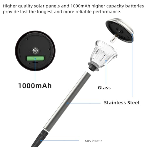 DERAYSION Solar Lights Outdoor, Metal Glass Solar Pathway Lights | IP65 Waterproof Garden Lights Glass Stainless Steel Long-Lasting Outdoor Solar Lights for Yard Garden Path Driveway Walkway - color: 6Pack-6000K-SS