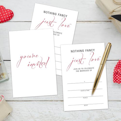 Nothing Fancy Just Love Wedding Invitations Cards, Set of 25 Minimalism Fill in Style Invites Cards with Envelopes, Bridal Shower New Couples Engagement Bachelorette Party Supplies-T11 - color: Just Love