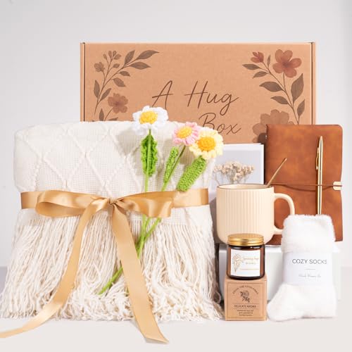 Get Well Soon Self Care Gift Basket for Women, Teacher Appreciation Gifts Thinking of You Care Package Mothers Day Birthday Box for Women Her Sister Wife Girlfriend Friend Grandma Coworker (White) - color: White