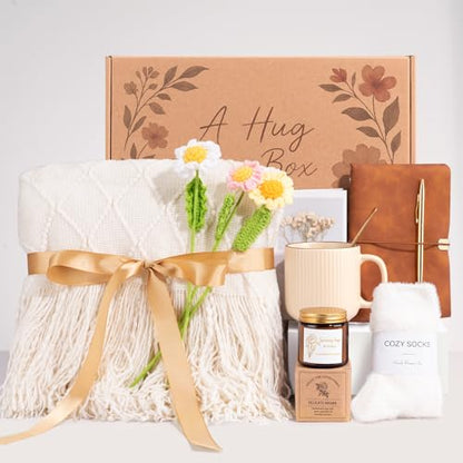 Get Well Soon Self Care Gift Basket for Women, Teacher Appreciation Gifts Thinking of You Care Package Mothers Day Birthday Box for Women Her Sister Wife Girlfriend Friend Grandma Coworker (White) - color: White
