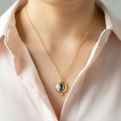 Personalized Printed Photo Locket Necklace for Women and Men, Custom Picture Pendant with Optional Back Engraving, 18K Gold-Plated Heart, Round and Unique Shapes, Memorial Gift - color: Nova