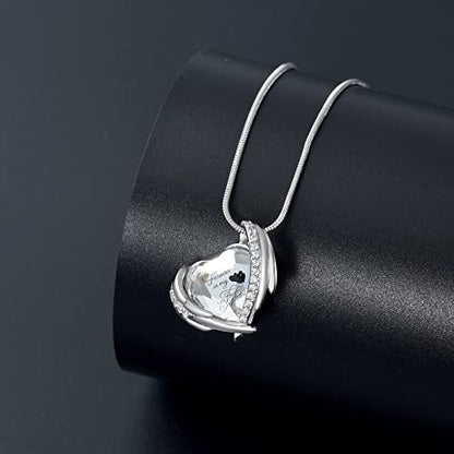Heart Crystal Cremation Urn Necklace for Ashes, Stainless Steel Cremation Jewelry for Ashes Memorial Pendant Ashes Urn Necklace with Engraving and Filling Kit - color: White Crystal