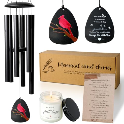 Cardinal Memorial Wind Chimes,32" Sympathy Windchimes for Loss of Loved One