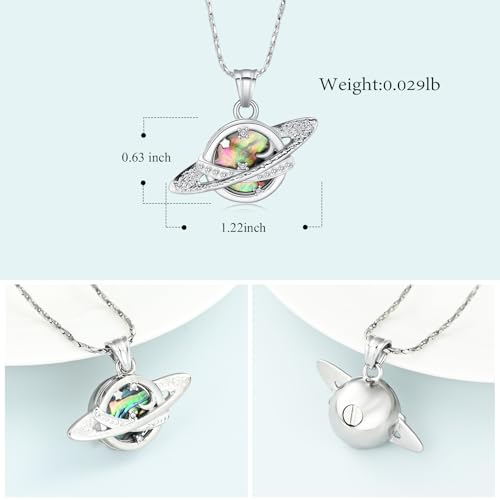 Imrsanl Saturn Urn Necklace Cremation Jewelry for Women Men - color: Customize