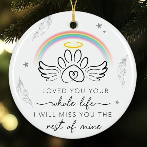 NewEleven Pet Memorial Gifts - Dog Memorial Loss of Dog, Sympathy Gift - Cat Memorial Gift for Loss of Cat from Friend, Family - Christmas Ornaments - color: Pet Memorial White Round