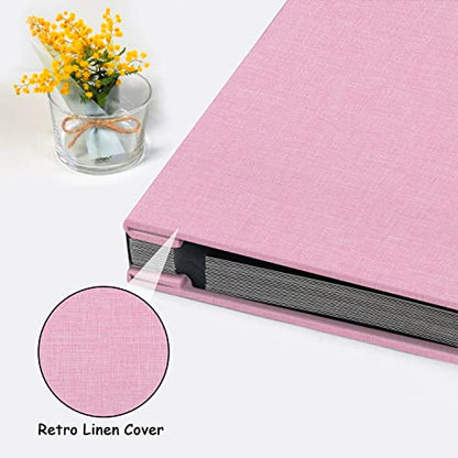 Zesthouse Photo Album Self Adhesive Pages, 60 Pages Magnetic Scrapbook Albums with Sticky Page, Photos Album Holds 8x10 & 5X7 & 4x6 & 6x8 & 3x5, Large Picture Book Ideal Gift for Family Wedding Baby - color: Pink, size: 11"x10.6"/Black 60 Pages