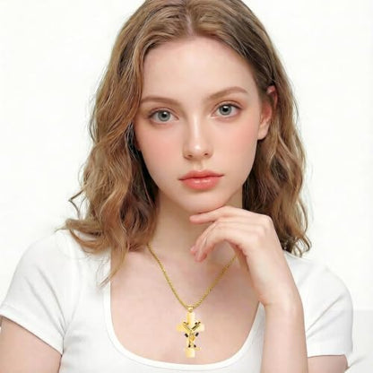 zeqingjw Cross Urn Necklace for Ashes for Men Women Stainless Steel Cremation Golf Clubs Jewelry Ashes Keepsake Memorial Pendant Ash Holder of Loved Ones - color: Gold