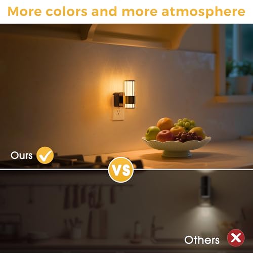 L LOHAS LED Night Light, Night Lights Plug into Wall, 2 Pack 10-Color RGB - color: Gold Ring-Stripe RGB, size: 2 Pack