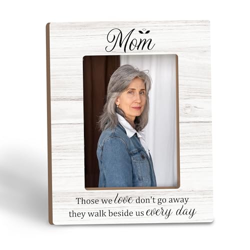 Mom Memorial Gifts Picture Frame 5x7, In Loving Memory Wooden Photo Frame for Tabletop Desk Display, They Walk Beside Us Sympathy Gift for Loss of Mom from Son Daughter Home Room Decor - color: mom memory