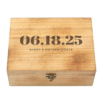 Let's Make Memories Personalized Wooden Keepsake Box With Hinged Lid - Wood Memento Box - Decorative Storage - Home Decor - For Couples, Wedding, Newlyweds - Laser Engraved - Day to Remember - style: Day to Remember
