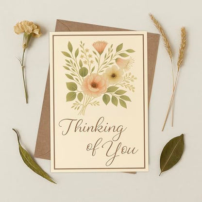 Cheerin Thinking of You Cards with Envelopes - Sympathy Cards for Loss of Loved Ones - Sorry For Your Loss Card Floral Design 5x7 Inch - style: Floral Bouquet
