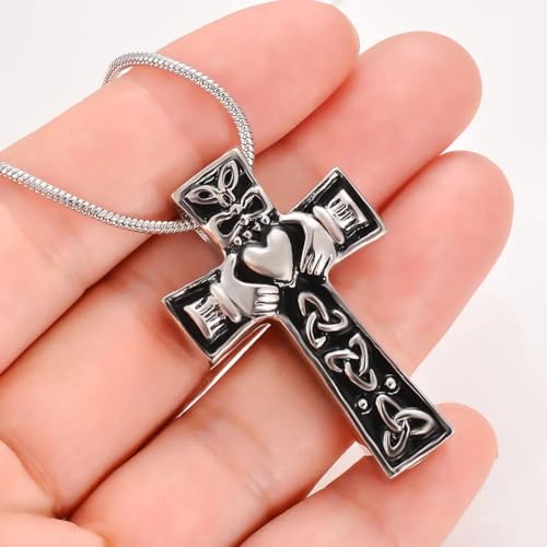 Cross Heart 925 Sterling Silver Cremation Ashes Urns Necklace Memorial Keepsake Pendant Jewelry Keepsake Necklace for Ashes memorial crosses necklace holds human ashes of loved ones for Women and Men